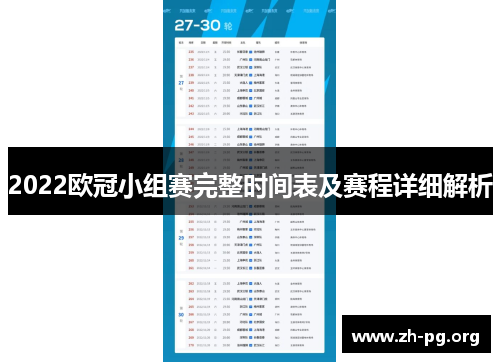 2022欧冠小组赛完整时间表及赛程详细解析 2022欧冠小组赛完整时间表及赛程详细解析